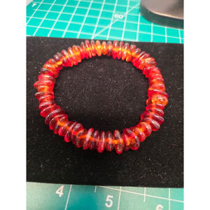 Vtg unisex real amber bracelet stretch